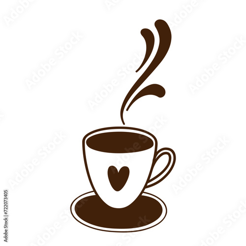Steaming Coffee Cup With A Heart Icon Vector Illustration