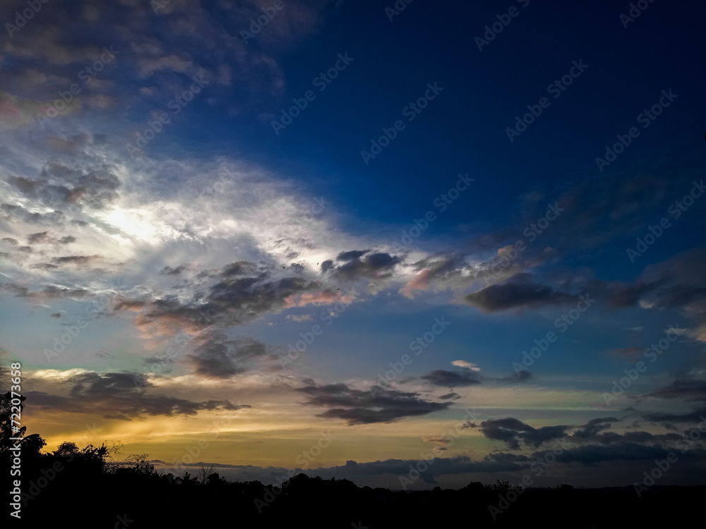 twilight sky. Sunset sky and clouds. Colorful sky at dusk time background