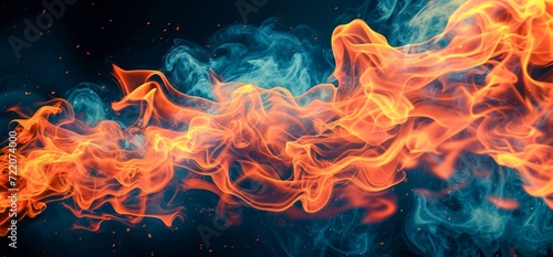 Close-Up of Burning Fire on Black Background