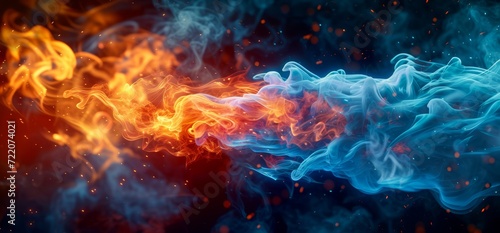 Blue and Orange Fire Against a Black Background