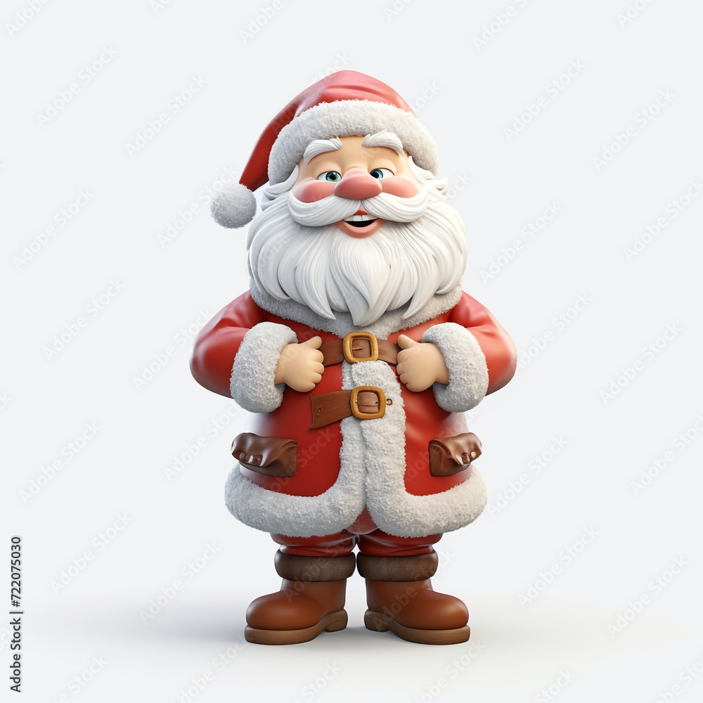 cute tall realistic santa, cartoon, full body, without snow, white background сreated with Generative Ai