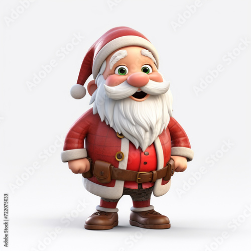 cute tall realistic santa, cartoon, full body, without snow, white background сreated with Generative Ai