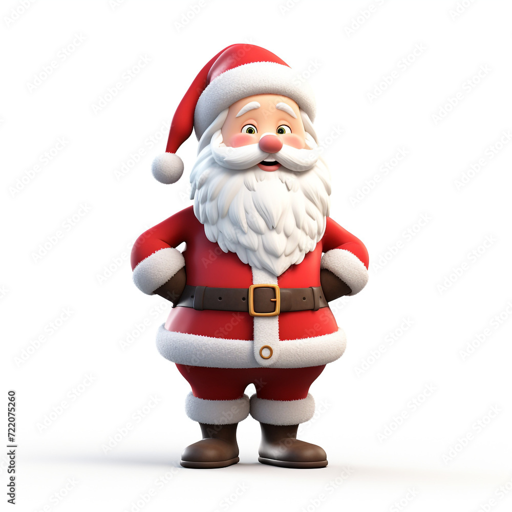 cute tall realistic santa, cartoon, full body, without snow, white background сreated with Generative Ai cute tall realistic santa, cartoon, full body, without snow, white background сreated with Generative Ai