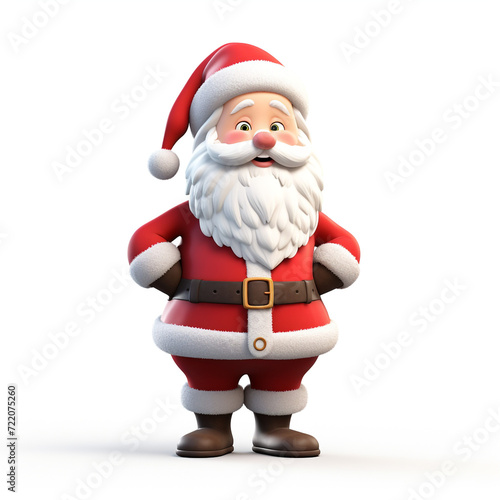 cute tall realistic santa, cartoon, full body, without snow, white background сreated with Generative Ai