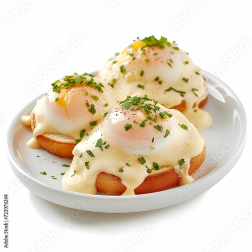 Eggs Benedict Delight - Tempting Brunch Classic Isolated on White Background