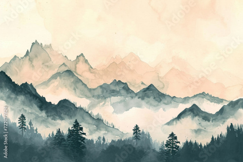 Mountains of chinese ink painting. © imlane