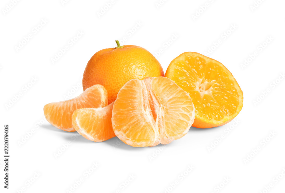 Fresh ripe juicy tangerines isolated on white Fresh ripe juicy tangerines isolated on white