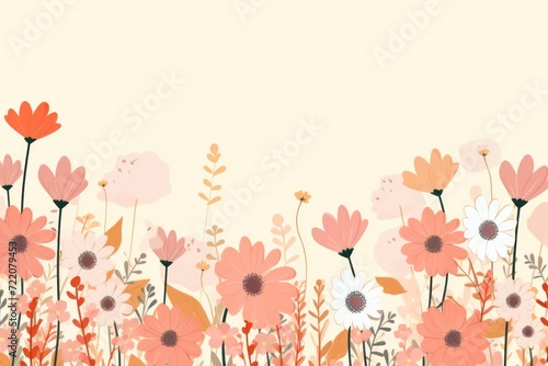 cute cartoon flower border on a light lilac background  vector  clean