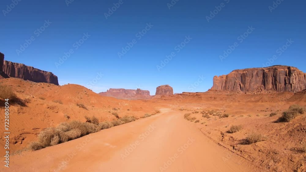 POV drive majestic Sandstone Buttes Monument Valley Arizona POV drive majestic Sandstone Buttes Monument Valley Arizona