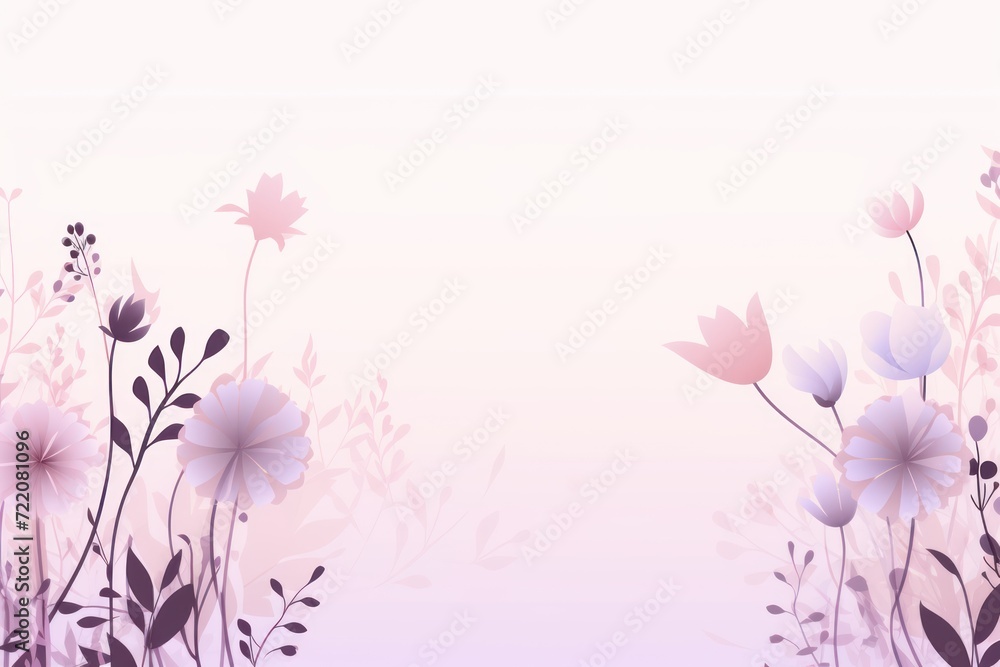 cute cartoon flower border on a light orchid background, vector, clean