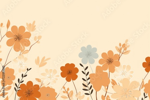 cute cartoon flower border on a light rust background, vector, clean  © GalleryGlider