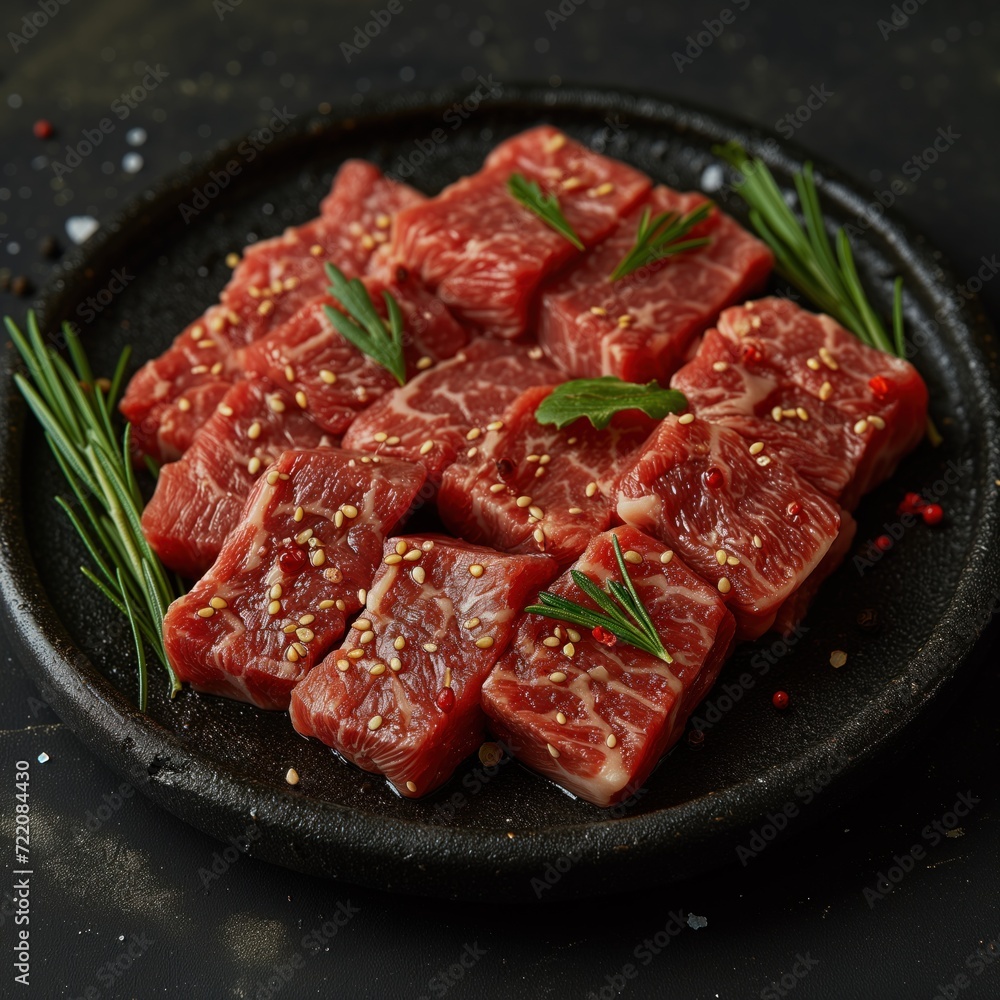 raw beef cut into pieces