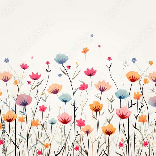 cute cartoon flower border on a light silver background, vector, clean © GalleryGlider