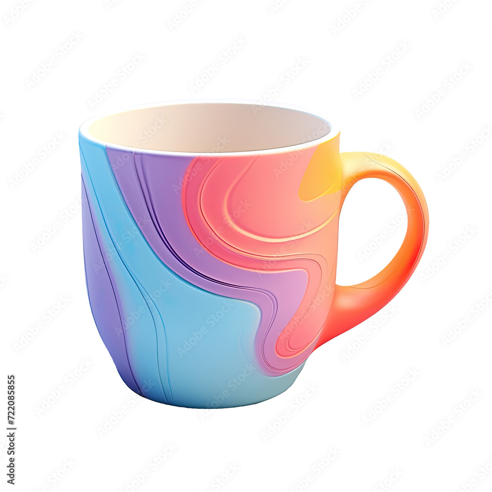 Colorful ceramic mug isolated on transparent background with clipping path cut-out. Colorful ceramic mug isolated on transparent background with clipping path cut-out.