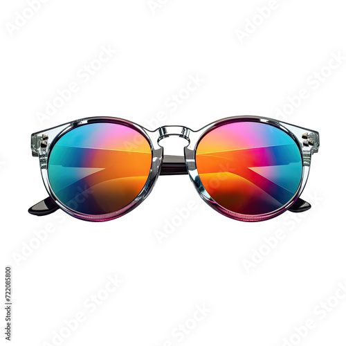 rainbow summer sunglass isolated on a transparent background. PNG cutout or clipping path. 