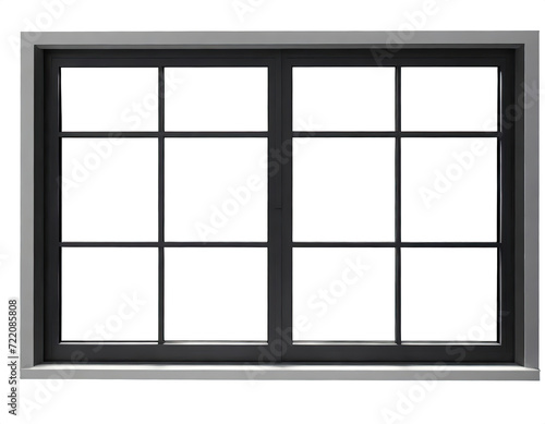  real vintage white wooden house window frame , isolated on a transparent background with a PNG cutout or clipping path. 