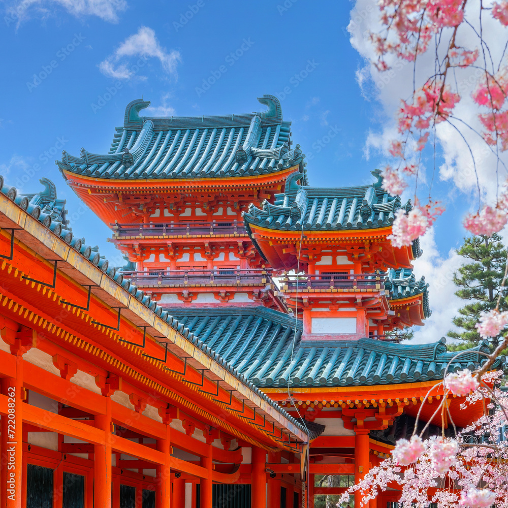 Heian Jingu Garden during full bloom cherry blossom in Heian Shrine, Kyoto, Japan Heian Jingu Garden during full bloom cherry blossom in Heian Shrine, Kyoto, Japan