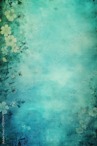 cyan abstract floral background with natural grunge textures © Celina