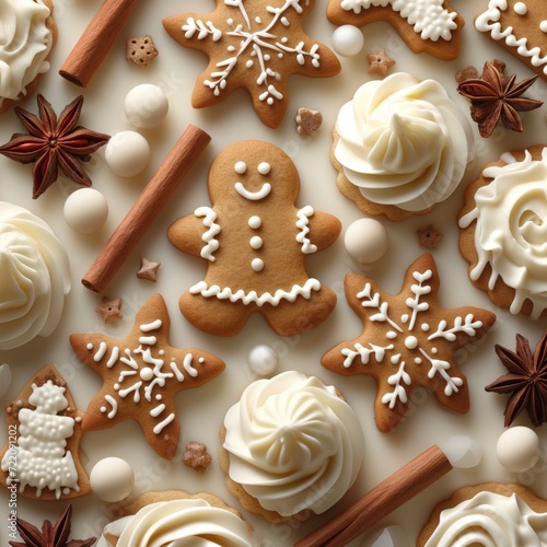 assorted gingerbread cookies christmas background