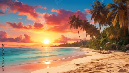 sunset over the beach © Gogo