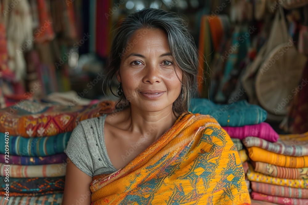 Indian e-commerce entrepreneur managing an online platform showcasing handmade crafts.