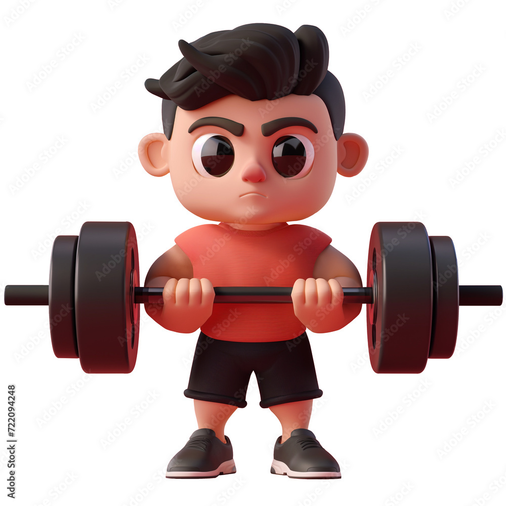 Muscular male weightlifter, cute 3d design. Perfect for sports, advertising and design elements Muscular male weightlifter, cute 3d design. Perfect for sports, advertising and design elements