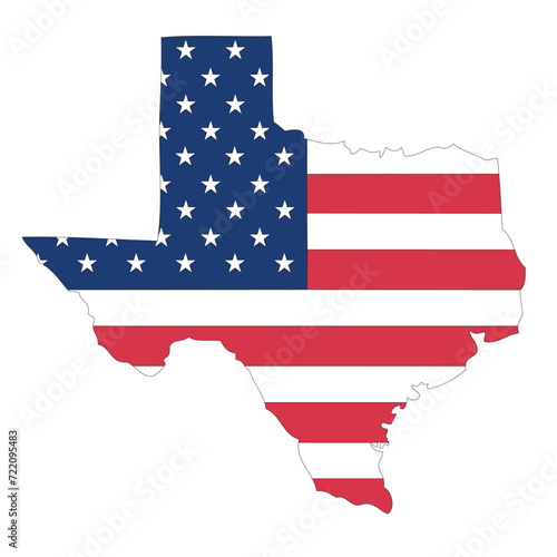 Outline of a map of the U.S. state of Texas with a flag