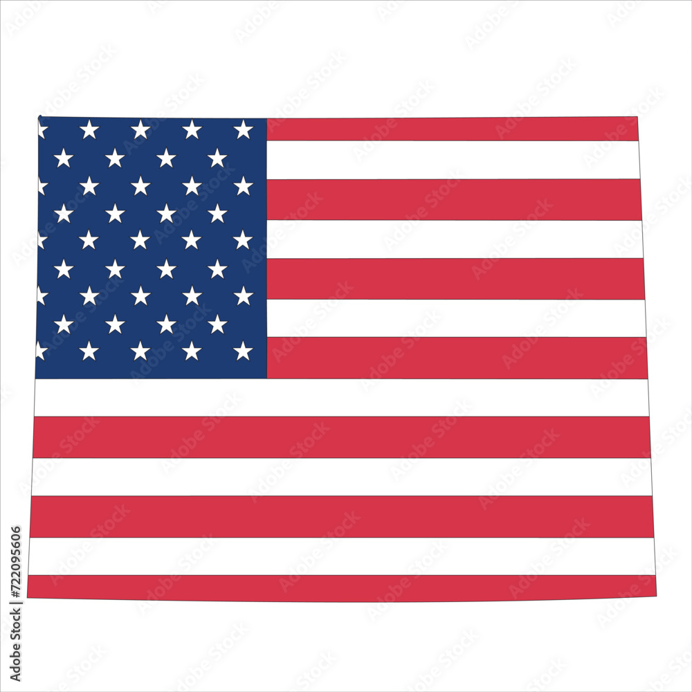 Obraz premium Outline of a map of the U.S. state of Wyoming with a flag