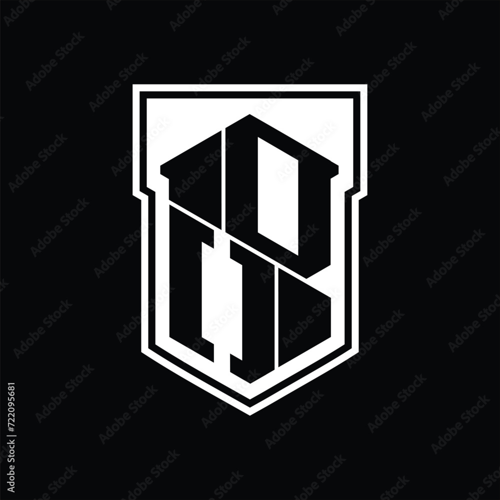 DO Logo monogram hexagon geometric up and down inside shield isolated style design template DO Logo monogram hexagon geometric up and down inside shield isolated style design template