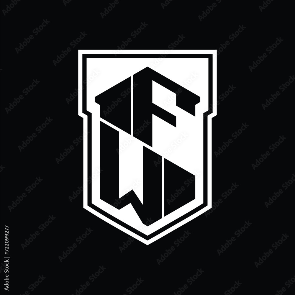 FW Logo monogram hexagon geometric up and down inside shield isolated style design template FW Logo monogram hexagon geometric up and down inside shield isolated style design template
