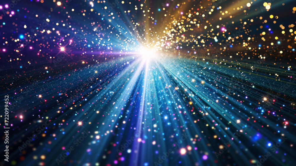 Naklejka premium A light beam with many stars above it.