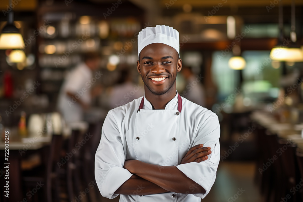 Young African American man in chef uniform