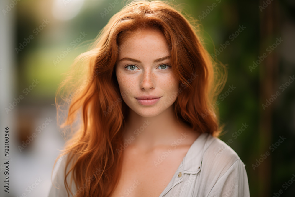 Young pretty redhead woman at outdoors Young pretty redhead woman at outdoors