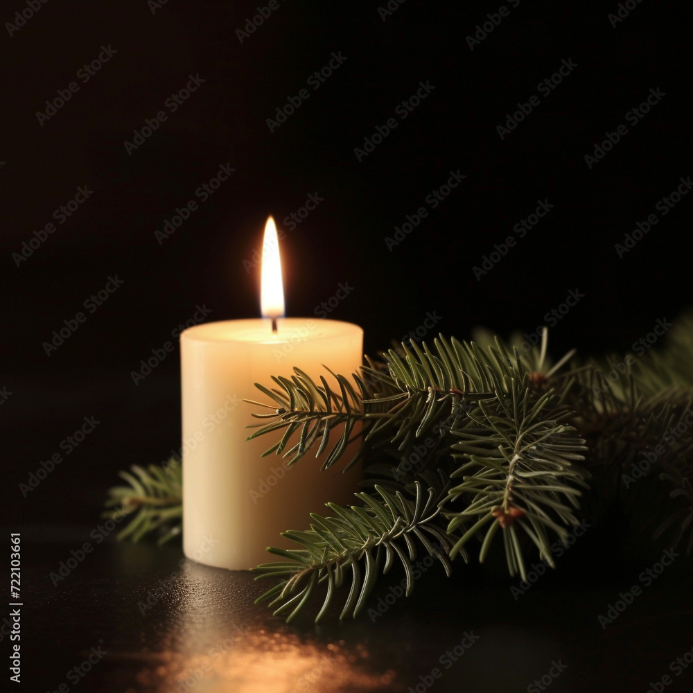 burning candle on christmas tree burning candle on christmas tree