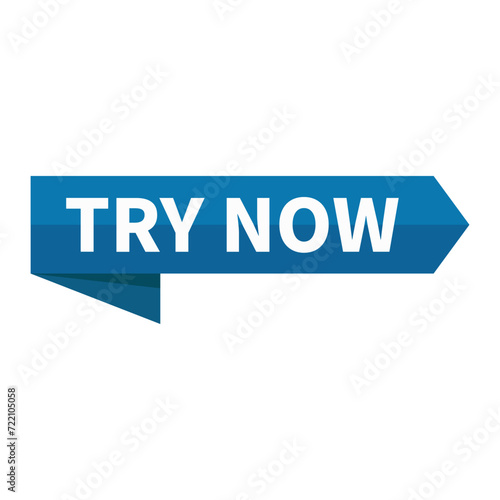 Try Now Text In Blue Rectangle Ribbon Shape For Information Prduct Promotion Business Marketing Social Media Announcement
