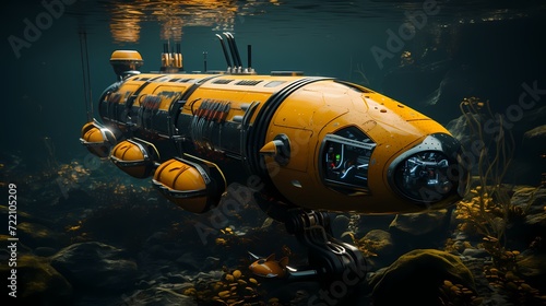Unmanned underwater vehicle exploring the depths of the ocean for military purposes © TANVEER