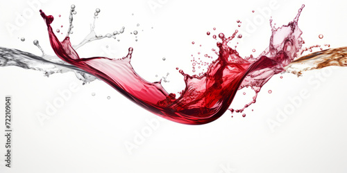 Artistic Red and White Wine Splash Isolated