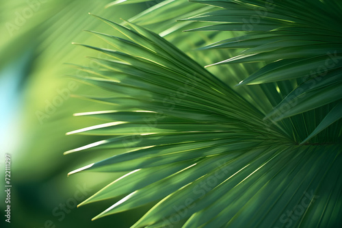 Palm tree leaves in the sunlight - Ai Generated