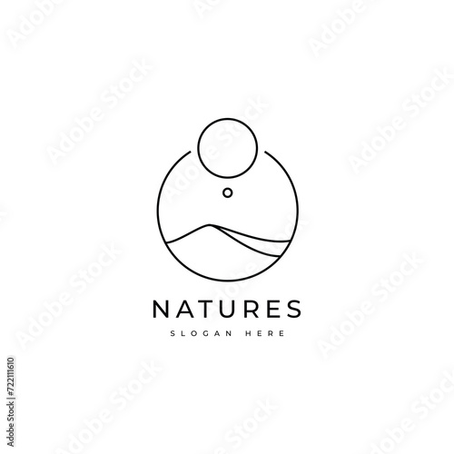 nature sand desert line logo design graphic vector
