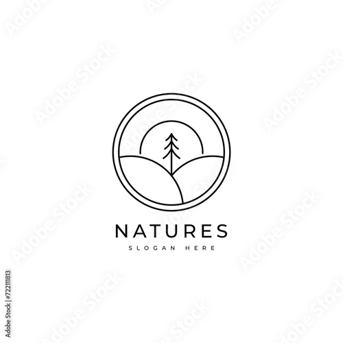 nature outdoor panorama line logo design graphic vector