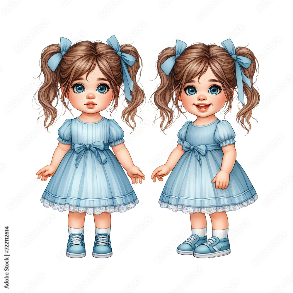 illustration of a little girl wearing a blue dress on a transparent background illustration of a little girl wearing a blue dress on a transparent background