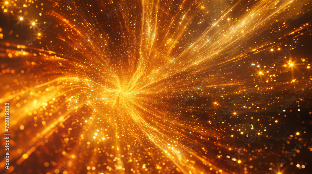The gold background is very colorful with stars flying in the sky The gold background is very colorful with stars flying in the sky