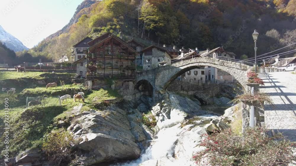 The beautiful village of Rassa, during fall season, in Valsesia (Sesia Valley). Province of Vercelli, Piedmont, Italy. The beautiful village of Rassa, during fall season, in Valsesia (Sesia Valley). Province of Vercelli, Piedmont, Italy.