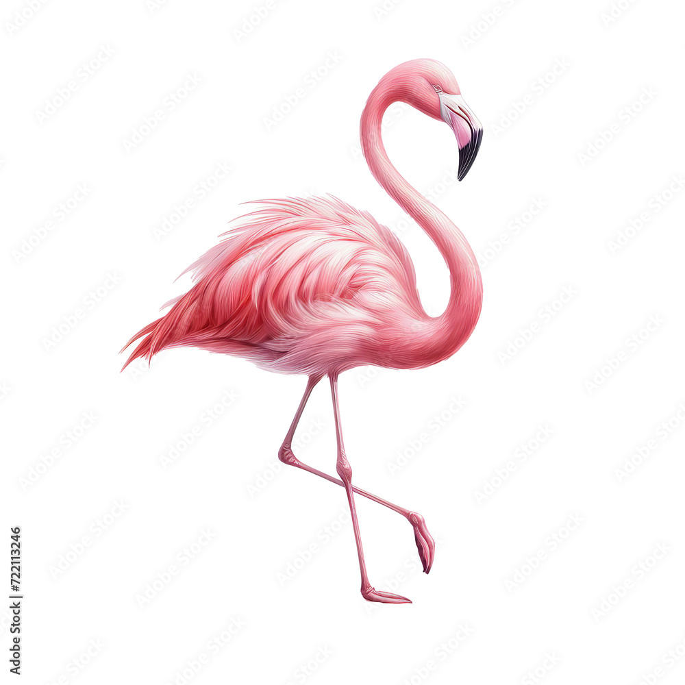 Fototapeta premium pink flamingo isolated on white. flamingo illustration on transparent background