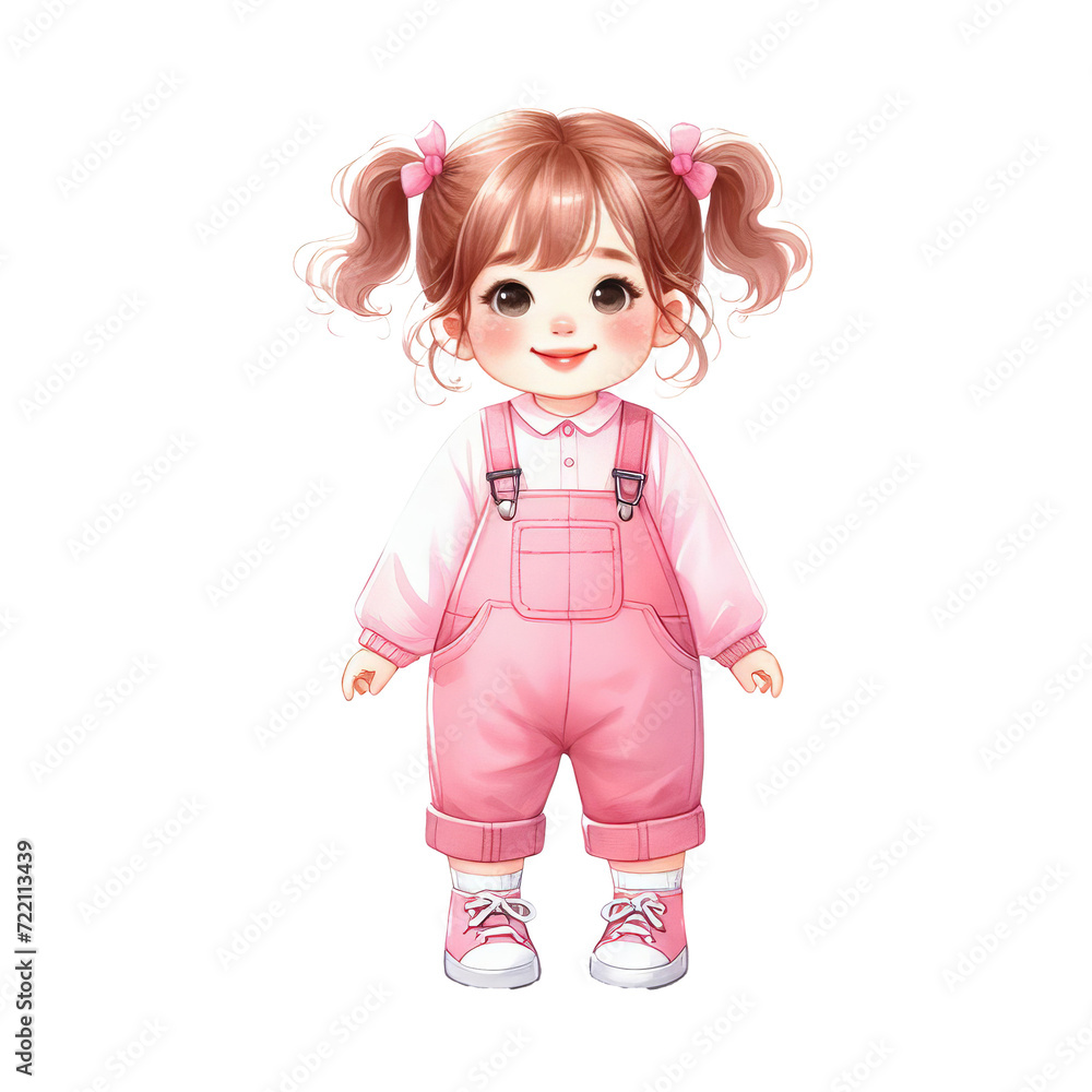 illustration of a little girl wearing a pink shirt on a transparent background illustration of a little girl wearing a pink shirt on a transparent background