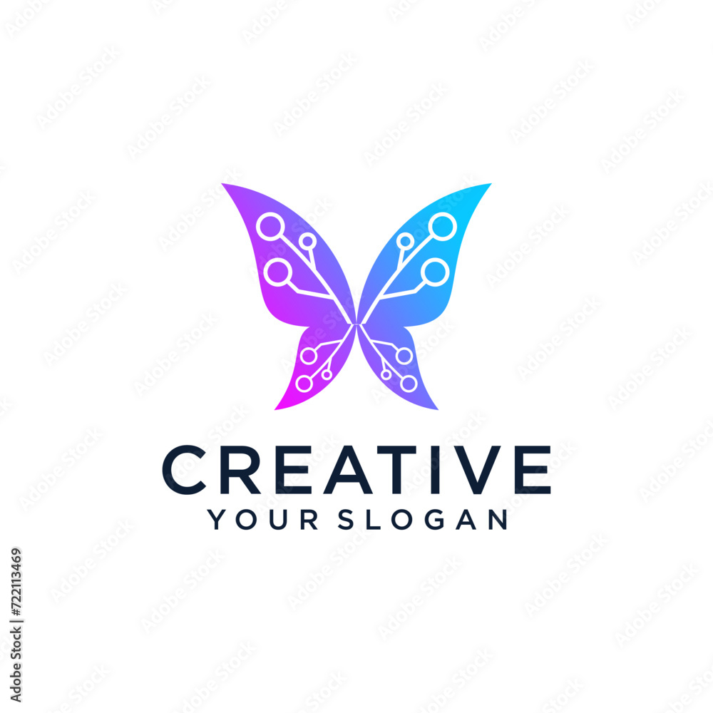 Butterfly logo design with beauty and technology Butterfly logo design with beauty and technology