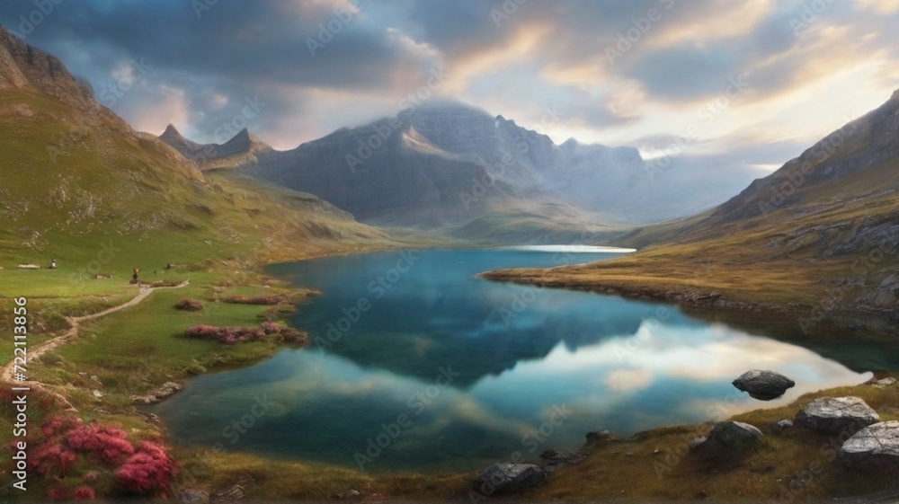 Obraz premium lake and mountains