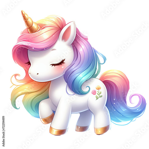 cute unicorn illustration on transparent background