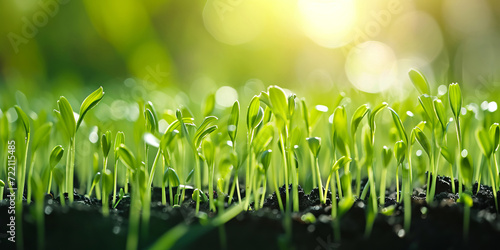 Sprouting Barley Seedlings in Sunlight