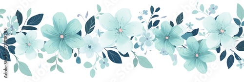 Indigo vector illustration cute aesthetic old mint paper with cute mint flowers